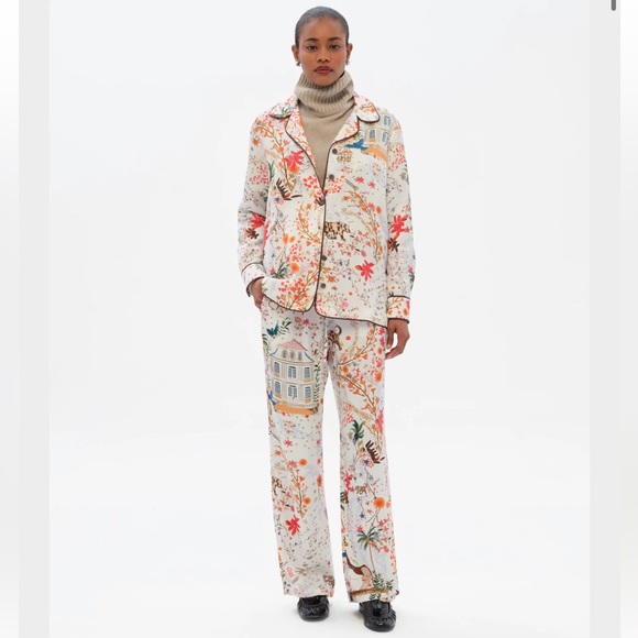 SIEDRES Pants - NWT SIEDRÉS MAISON PRINT STRAIGHT-LEG DRAWSTRING PANTS